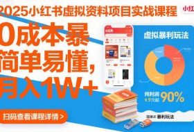 2025小红书虚拟资料项目实战课程，0成本暴利玩法，简单易懂，月入1W+