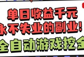 全自动游戏项目，日收益1k+，可批量，小白轻松上手，永不失业的副业！【揭秘】