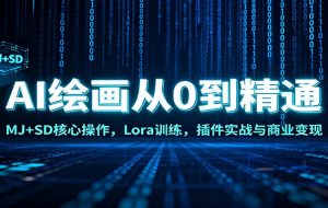 AI绘画从0到精通:MJ+SD核心操作, Lora训练,插件实战与商业变现