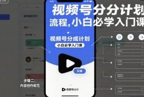 视频号分成计划实操流程,小白必学入门课