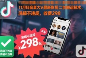11月抖音某大V最新影视二创搬运技术,洗稿不违规,收费298