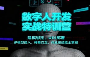 数字人开发实战特训营:建模绑定、UE5部署、多模型接入、弹幕交互,商业级技能全掌握