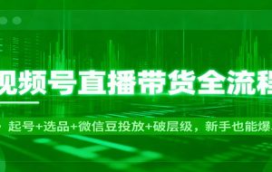 视频号直播带货全流程:起号+选品+微信豆投放+破层级,新手也能爆单
