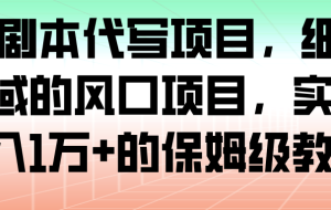 AI+剧本代写项目，细分领域的风口项目，实测月入1万+的保姆级教程
