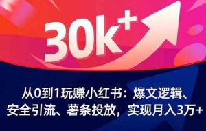 （16725期）从0到1玩赚小红书：爆文逻辑、安全引流、薯条投放，实现月入3万+