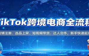 TikTok跨境电商全流程，店铺注册、选品上架、短视频带货、达人合作，新手快速起店