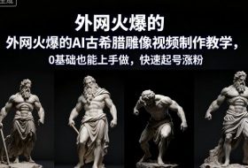 外网火爆的AI古希腊雕像视频制作教学，0基础也能上手做，快速起号涨粉
