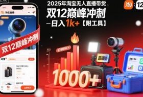 2025年淘宝无人直播带货，冲刺双12，日入1k+【附工具】【揭秘】