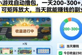 小游戏自动撸包，一天200-300+，可矩阵放大，当天就能賺钱的副业【揭秘】