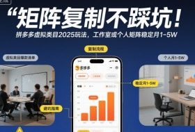 矩阵复制不踩坑！拼多多虚拟类目2025玩法，工作室或者个人矩阵稳定月1-5W【揭秘】