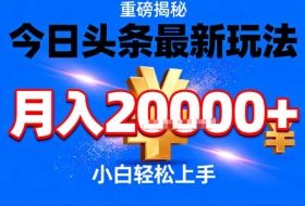 今日头条最新躺賺玩法，轻轻松松月入2W+，操作简单，小白轻松上手【揭秘】