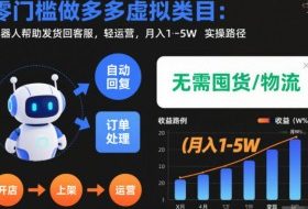 零门槛做多多虚拟类目：机器人帮助发货回客服，轻运营，月入1-5W实操路径【揭秘】