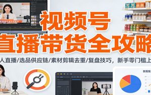 视频号直播带货全攻略:无人直播/选品供应链/素材剪辑去重/复盘技巧,零门槛上手