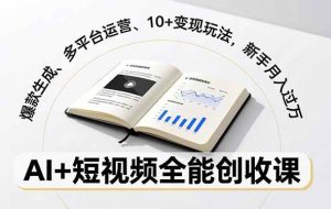 （16773期）AI+短视频全能创收课，爆款生成、多平台运营、10+变现玩法，新手月入过万