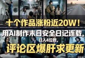 十个作品涨粉近20W!用AI制作末日安全日记连载,日入4位数,评论区爆肝求更新(附详细步骤)