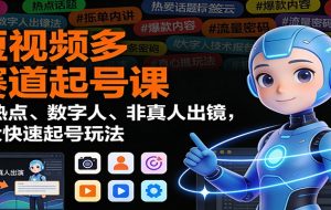 短视频多赛道起号课:蹭热点、数字人、非真人出镜,8大快速起号玩法