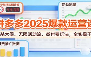 拼多多2025爆款运营课:秒杀大促、无限活动流、微付费玩法,全实操干货