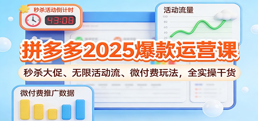 拼多多2025爆款运营课:秒杀大促、无限活动流、微付费玩法,全实操干货 拼多多2025爆款运营课:秒杀大促、无限活动流、微付费玩法,全实操干货