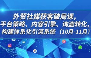 （16786期）外贸 社媒获客破局课，平台策略、内容引擎、询盘转化，构建体系化引流系统（10月-11月）