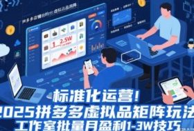 标准化运营!2025拼多多虚拟品矩阵玩法,工作室批量月盈利1-3W技巧【揭秘】