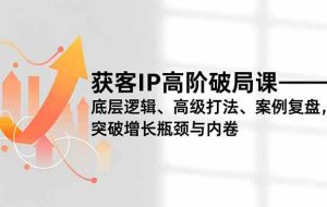 （16804期）获客IP高阶破局课，底层逻辑、高级打法、案例复盘，突破增长瓶颈与内卷