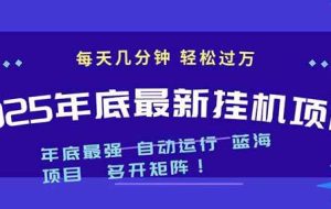 （16807期）2025年年底最新挂机项目，不看电脑配置！每天几分钟，月入1000＋，可矩阵，一台电脑支持多个…