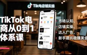 （16818期）TikTok电商从0到1体系课，市场认知、店铺实操、达人广告，新手避坑稳赚美金