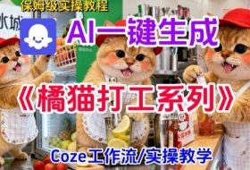 Coze扣子工作流一键生成胖橘猫打工短视频，保姆级实操搭建教学