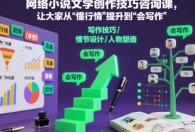 网络小说文学创作技巧咨询课，让大家从“懂行情”提升到”会写作”的高度