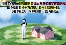 AI视频工作流一键制作抖音爆火赛道知识梦核物语视频，每个视频起步10W点赞，轻松上精选计划