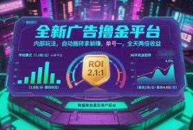 全新广告撸金平台，内部玩法，自动搬砖拿躺賺，单号一天保底2张+，全天两倍收益【揭秘】