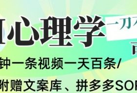 AI一键生成心理学简笔画视频，一刀不剪无需剪辑，可批量可矩阵，带书带素材带资料带徒弟