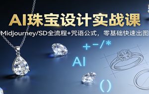 AI珠宝设计实战课:Midjourney/SD全流程+咒语公式,零基础快速出图