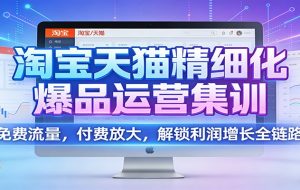 淘宝天猫精细化爆品运营集训：免费流量，付费放大，解锁利润增长全链路