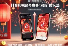 抖音和视频号,春节倒计时玩法,操作方法简单,可实现快速涨粉,后期可转带货