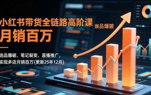 (16842期)小红书带货全链路高阶课,选品爆破、笔记裂变、直播推广,实现多店月销百万(更新25年12月)