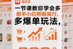 一节课教你学会拼多多爆单玩法，新手小白照搬就行