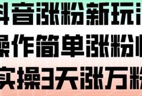 抖音涨粉新玩法,操作简单涨粉快,实操3天涨万粉