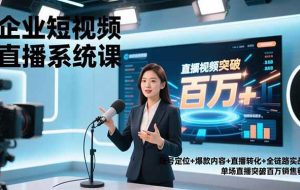 (16878期)企业短视频直播系统课,账号定位+爆款内容+直播转化+全链路实战,单场直播突破百万销售额