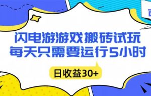 (16882期)闪电游自动搬砖:每天只需要5小时躺赚攻略,不需要人工干预,单电脑每天1000+主业副业都可以