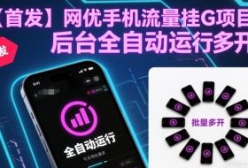 【首发】网优手机流量挂G项目,后台全自动运行,可无限批量多开【揭秘】