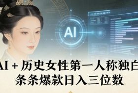 AI+历史女性第一人称独白,条条爆款日入三位数