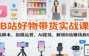 B站好物带货实战课:选品脚本,拍摄运营,AI提效,解锁B站赚钱新玩法