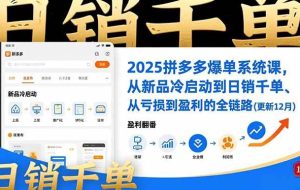 （16894期）2025拼多多爆单系统课，从新品冷启动到日销千单、从亏损到盈利的全链路（更新12月）
