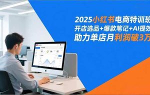 （16902期）2025小红书电商特训班，开店选品+爆款笔记+AI提效，助力单店月利润破3万