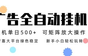 （16909期）广告联盟全自动挂机 稳定运行两年之久，单机单日收益500+新手小白轻松玩转