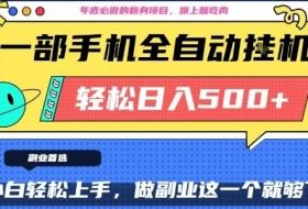 年底必做翻身项目，只需一部手机，每天操作十几分钟，轻松日入500+【揭秘】