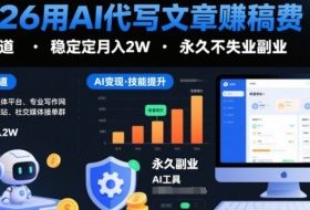 2026用AI代写文章賺稿费，提供接单渠道，稳定月入2W，永久不失业副业