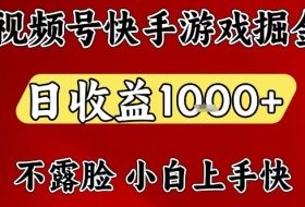 视频号快手平台游戏掘金项目，日收益1k+，一台电脑在家就可以自己创业【揭秘】