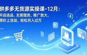 （16932期）拼多多无货源实操课-12月：开店选品、无需囤货、推广放大、原价上活动，轻松月入过万